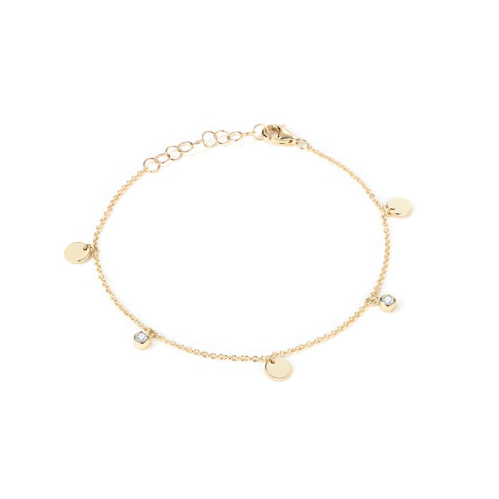 Diamond Disc Charm 14k Or 18k Upon Request Yellow Gold Chain Bracelet 1111$